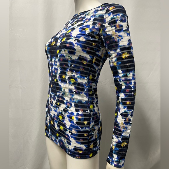 VTG Y2K JEAN PAUL GAULTIER FUZZI Avant Designer Blue Skinny Stretchy Top Women M - Picture 6 of 8